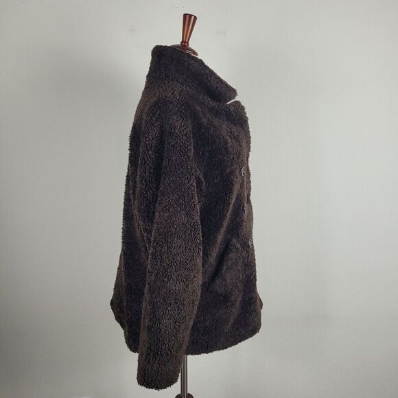 Vintage Gap Coat Women XXL Brown Faux Fur Teddy Double Breasted 90s Y2K Jacket - Picture 3 of 8